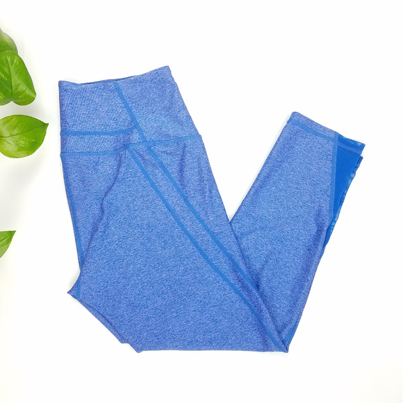 Zella Pants - Z by Zella Blue Heathered Crop Yoga Leggings Sz S